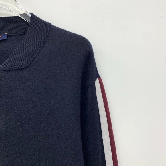 CW0713 Louis Vuitton Womens Wool Zip-Up Cardigan With Striped Sleeves & Embroide - Picture 3 of 8